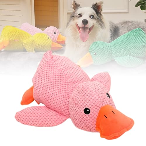 HomeJoySet 2025 Neues Beruhigendes Hundespielzeug In Entenform – Weicher Plüsch Mit Quietscher, Langlebiges Kauspielzeug for Welpen Im Haus (gelb)(Pink) von HomeJoySet