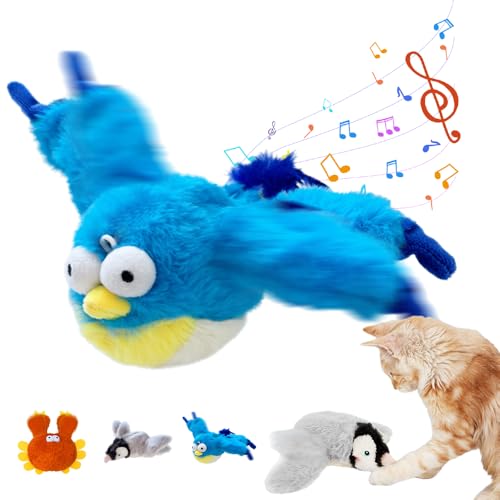 HomeJoySet 2025 Neues Interaktives Katzenspielzeug Mit Zwitscherndem Vogel – Mit Schlagenden Flügeln, for Hauskatzen Und -Hunde (#1)(#2) von HomeJoySet