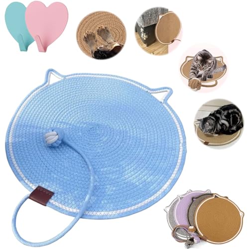 HomeJoySet 2025 Verbessertes Großes Doppel-Kratzpad for Katzen – 16,5 Zoll Große Katzenkratzmatte Mit Bettfunktion Und Interaktivem Spielzeug (blau)(Blue,19.7inch) von HomeJoySet