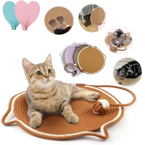 HomeJoySet 2025 Verbessertes Großes Doppel-Kratzpad for Katzen – 16,5 Zoll Große Katzenkratzmatte Mit Bettfunktion Und Interaktivem Spielzeug (blau)(Brown,19.7inch) von HomeJoySet