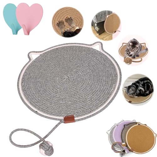HomeJoySet 2025 Verbessertes Großes Doppel-Kratzpad for Katzen – 16,5 Zoll Große Katzenkratzmatte Mit Bettfunktion Und Interaktivem Spielzeug (blau)(Gray,19.7inch) von HomeJoySet