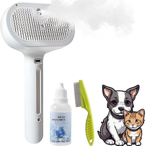 HomeJoySet 2er-Pack 3-in-1-Haustierpflegebürste Mit Selbstreinigung, Sprühnebel Und Haarentfernung – Ideal for Katzen, Hunde Und Kleintiere, Langes Und Kurzes Haar(W) von HomeJoySet