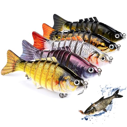 HomeJoySet 5 Stück Lebensechte 3D-Ratten-Topwater-Angelköder – Roboter-Bionik-Design Mit Gelenkbewegung, Langlebige ABS-Konstruktion(5PCS-Fish) von HomeJoySet