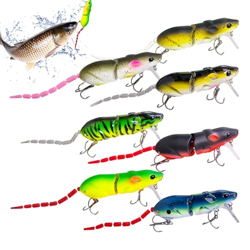HomeJoySet 5 Stück Lebensechte 3D-Ratten-Topwater-Angelköder – Roboter-Bionik-Design Mit Gelenkbewegung, Langlebige ABS-Konstruktion(7 PCS) von HomeJoySet