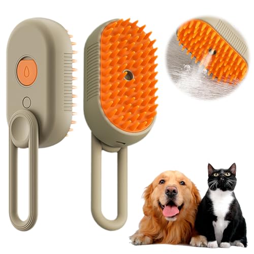 HomeJoySet Neue 3-in-1-Dampfbürste for Die Fellpflege Von Haustieren – Antistatisch, for Katzen Und Hunde (weiß)​(Khaki) von HomeJoySet