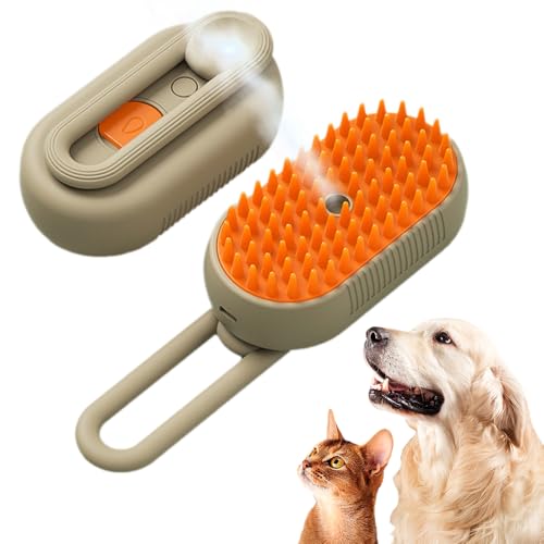 HomeJoySet Neue 3-in-1-Katzendampfbürste – Ultimativer Dampfpfleger for Haustiere for Katzen Und Hunde (Weiß)​(Khaki) von HomeJoySet