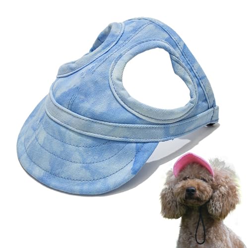 HomeJoySet Neuer Sonnenhut for Hunde – Baseballkappe Aus Canvas Mit Ohrlöchern, Verstellbarer Sonnenschutz (Marineblau, S)(Cloud Blue,L) von HomeJoySet