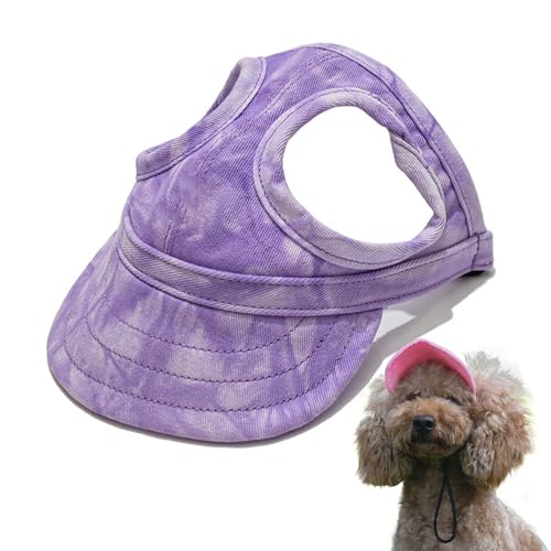 HomeJoySet Neuer Sonnenhut for Hunde – Baseballkappe Aus Canvas Mit Ohrlöchern, Verstellbarer Sonnenschutz (Marineblau, S)(Cloud Purple,S) von HomeJoySet