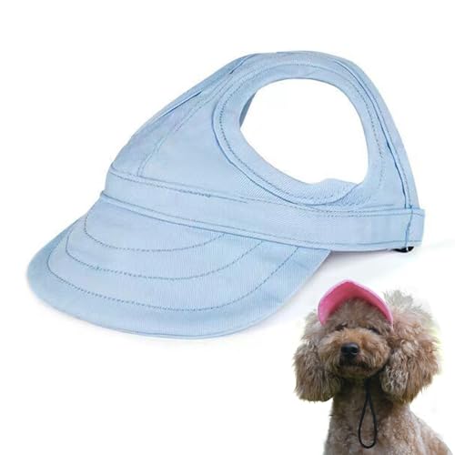 HomeJoySet Neuer Sonnenhut for Hunde – Baseballkappe Aus Canvas Mit Ohrlöchern, Verstellbarer Sonnenschutz (Marineblau, S)(Light Blue,XL) von HomeJoySet