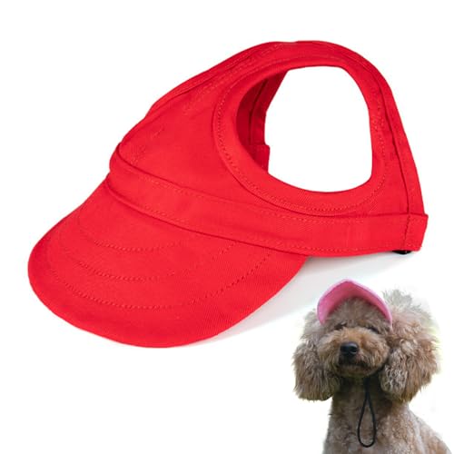 HomeJoySet Neuer Sonnenhut for Hunde – Baseballkappe Aus Canvas Mit Ohrlöchern, Verstellbarer Sonnenschutz (Marineblau, S)(Red,M) von HomeJoySet
