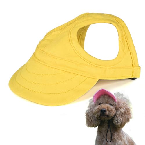 HomeJoySet Neuer Sonnenhut for Hunde – Baseballkappe Aus Canvas Mit Ohrlöchern, Verstellbarer Sonnenschutz (Marineblau, S)(Yellow,M) von HomeJoySet