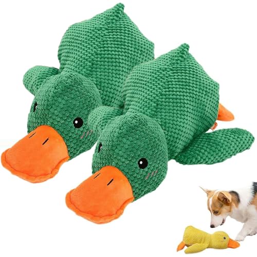 HomeJoySet Verbessertes Hundespielzeug Aus Weichem Plüsch In Form Einer Quakenden Ente – Ideal for Spielen Im Haus, for Alle Größen Und Rassen(2Pcs Green) von HomeJoySet