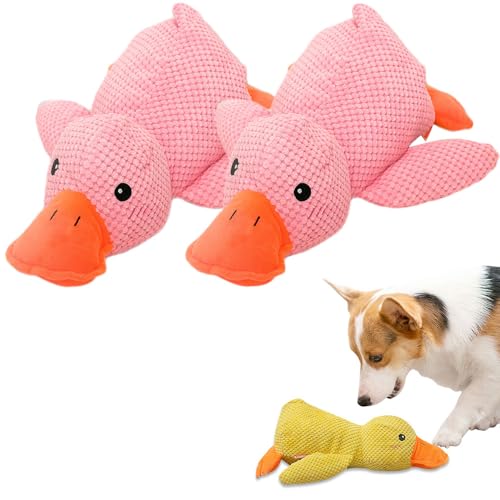 HomeJoySet Verbessertes Hundespielzeug Aus Weichem Plüsch In Form Einer Quakenden Ente – Ideal for Spielen Im Haus, for Alle Größen Und Rassen(2Pcs Pink) von HomeJoySet