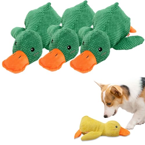 HomeJoySet Verbessertes Hundespielzeug Aus Weichem Plüsch In Form Einer Quakenden Ente – Ideal for Spielen Im Haus, for Alle Größen Und Rassen(3Pcs Green) von HomeJoySet