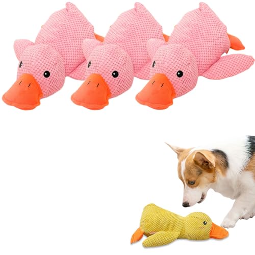 HomeJoySet Verbessertes Hundespielzeug Aus Weichem Plüsch In Form Einer Quakenden Ente – Ideal for Spielen Im Haus, for Alle Größen Und Rassen(3Pcs Pink) von HomeJoySet