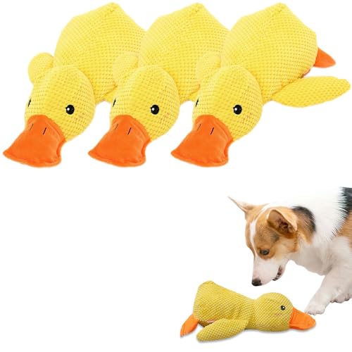 HomeJoySet Verbessertes Hundespielzeug Aus Weichem Plüsch In Form Einer Quakenden Ente – Ideal for Spielen Im Haus, for Alle Größen Und Rassen(3Pcs Yellow) von HomeJoySet
