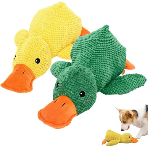 HomeJoySet Verbessertes Hundespielzeug Aus Weichem Plüsch In Form Einer Quakenden Ente – Ideal for Spielen Im Haus, for Alle Größen Und Rassen(Yellow+Green) von HomeJoySet