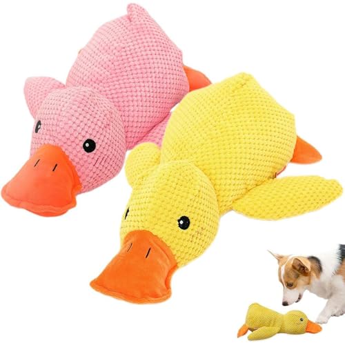 HomeJoySet Verbessertes Hundespielzeug Aus Weichem Plüsch In Form Einer Quakenden Ente – Ideal for Spielen Im Haus, for Alle Größen Und Rassen(Yellow+Pink) von HomeJoySet