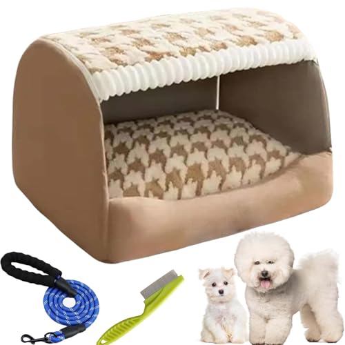 HomeJoySet XXL-Hundehütte, Faltbar, Gemütlich, Grün – Hundehütte for Den Innenbereich Mit Kissen Und Abnehmbarem Polster for Mittelgroße Bis Große Hunde(Brown,M) von HomeJoySet