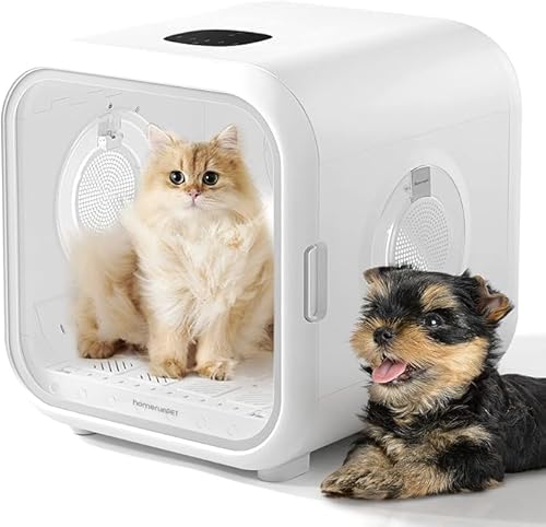 HomeRunPet Pet Dryer, 360° Effizienter Automatischer und Leiser Hundefön Box mit Intelligenter Temperaturregelung, Ideal für Katzen und kleine Hunde (50L Drybo Plus Haustiertrockner) von HomeRunPet