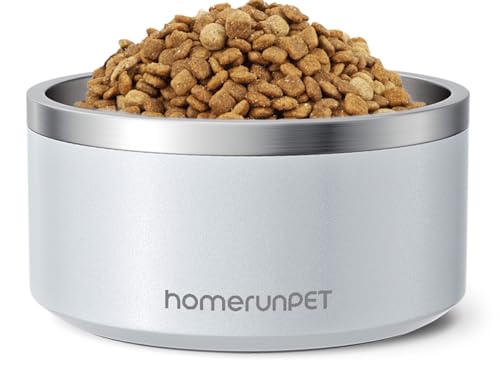 HomeRunPet Hundenapf aus Edelstahl, 1L Futternapf mit Rutschfestem Gummiboden, Doppelwandige und Isolierte Fressnapf, Langlebig, Spülmaschinenfest für Kleine, Mittelgroße und Große Hunde von HomeRunPet