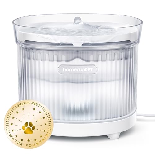 Homerunpet Katzenbrunnen, Ultra Leiser und BPA-Freier Trinkbrunnen für Katze mit Drahtlose Wasserpumpe und Abnehmbare Basis, Leicht zu reinigender Katzen Trinkbrunnen, 2L von HomeRunPet