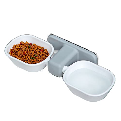 HomeSoGood 2-in-1 Katzenfutter- und Wassernapf-Set, verstellbar, Doppel-Futternäpfe, Wandmontage (weiß) von HomeSoGood