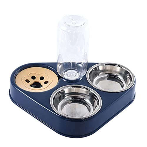 HomeSoGood 3-in-1 Futternapf für Hunde, 500 ml, mit 500 ml Wasserflasche, automatische Edelstahl-Wasserflasche (blau) von HomeSoGood