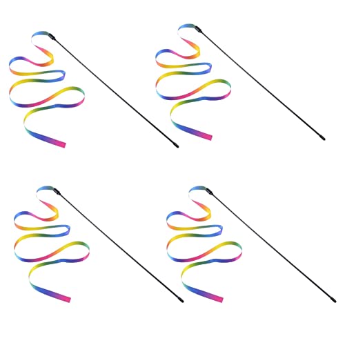 HomeSoGood 4 x Katzenspielzeug, lustiges doppelseitiges Kunststoff-Regenbogenband von HomeSoGood