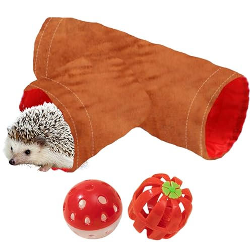 1 x Igelversteck Tunnel mit 2 Glockenball-Spielzeug, Igel-Tunnel mit Spielzeug für Igel, Kleintier-Tunnel, Röhren-Spielzeug für Ratten, Hamster, Meerschweinchen, Hasen, Igel-Zubehör (brauner Tunnel) 1 x Igelversteck Tunnel mit 2 Glockenball-Spielzeug, Igel-Tunnel mit Spielzeug für Igel, Kleintier-Tunnel, Röhren-Spielzeug für Ratten, Hamster, Meerschweinchen, Hasen, Igel-Zubehör (brauner Tunnel) von Homedy Crafts