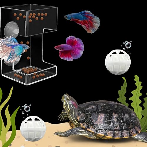 Acryl-Fisch-Futterröhre für Schildkröten und Filterbälle, Fisch-Futterring und Nitrifizierungsball, Betta-Futterring, Schildkrötenanreicherungsspielzeug, schwimmender Betta-Futterhalter von Homedy Crafts