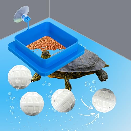 Aquatic Turtle Tank Zubehör Futterring und Nitrifizierungsbälle, Schildkröten-Futterring mit Saugnapf, Fischfutterhalter und Wasserspielzeug für Schildkröten, Schildkröten, Goldfische, Guppy von Homedy Crafts