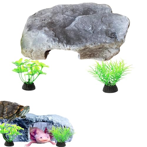 Axolotl Aquarium-Zubehör, Schildkrötenversteck, Axolotl-Helle und künstliche Wasserpflanzen, Axolotl-Höhle, Kunststoffbaum, Schildkrötenversteck, Aquarium-Dekoration, Schildkröten-Tank-Zubehör (Stein, Axolotl Aquarium-Zubehör, Schildkrötenversteck, Axolotl-Helle und künstliche Wasserpflanzen, Axolotl-Höhle, Kunststoffbaum, Schildkrötenversteck, Aquarium-Dekoration, Schildkröten-Tank-Zubehör (Stein, von Homedy Crafts