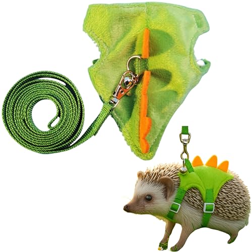 Igelleine und Geschirr, Kleidungszubehör, Dinosaurier-förmige Geschirr-Leine zum Trainieren, Hamsterkleidung für Frettchen, Meerschweinchen, Hamster, Igelzubehör, Meerschweinchen-Outfits (Grün) von Homedy Crafts