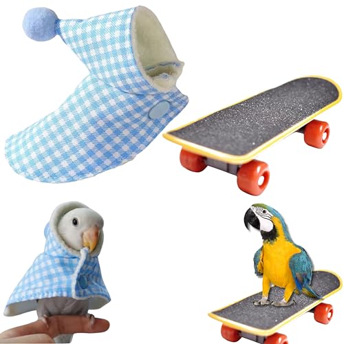 Vogel-Skateboard-Kostüm, Kleidung für Papageien, Kostüm für Vögel und Mini-Trainingsskateboard für Papageien, Vogelkleidung, Sittichkostüm, Vogelspielzeug für Papageien, Papageienkleidung für Vögel Vogel-Skateboard-Kostüm, Kleidung für Papageien, Kostüm für Vögel und Mini-Trainingsskateboard für Papageien, Vogelkleidung, Sittichkostüm, Vogelspielzeug für Papageien, Papageienkleidung für Vögel von Homedy Crafts