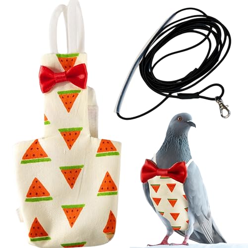 Vogelwindelhose, Geschirr und Leine, Vogelwindeln für Tauben und Leine, Windeln für Vögel, Nymphensittiche, Papageien, Sittiche, Taubenhose, Papageienkleidung für Vögel (XL, Wassermelone) von Homedy Crafts