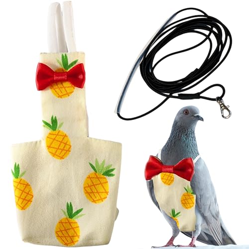 Vogelwindelhose, Geschirr und Leine, Vogelwindeln für Tauben und Leine, Windeln für Vögel, Nymphensittiche, Papageien, Sittiche, Taubenhose, Papageienkleidung für Vögel (XL-Ananas) von Homedy Crafts
