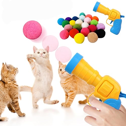 Homemari Interaktives Katzen Spielzeug, Launch-Training Katzenspielzeug mit 100 Plüschbällen, Lustiges Bälle und Werfer Set, Geräuschloser Haustierbedarf Indoor Outdoor von Homemari
