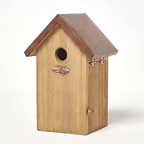 HOMESCAPES Massivholz Vogelhaus Blaumeise Nistkasten H 26 F cm x B 16 cm Garten Vogelkasten für Zaun oder Bäume Handarbeit aus behandeltem Erlenholz mit Kupferdach Fertig montiert mit Tür & Schrägdach HOMESCAPES Massivholz Vogelhaus Blaumeise Nistkasten H 26 F cm x B 16 cm Garten Vogelkasten für Zaun oder Bäume Handarbeit aus behandeltem Erlenholz mit Kupferdach Fertig montiert mit Tür & Schrägdach von Homescapes