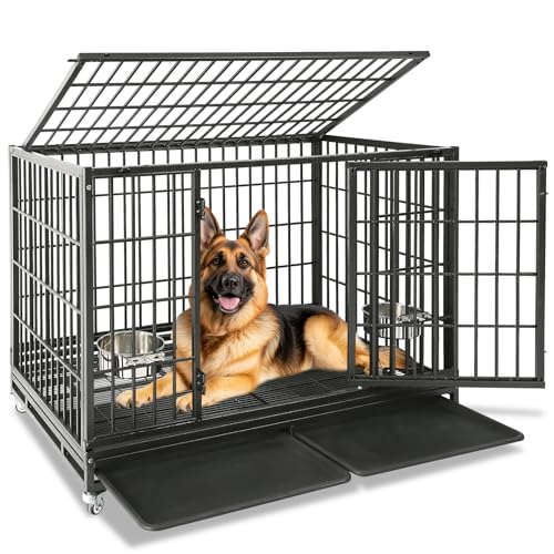 Homey Pet 48 Zoll stapelbare robuste Hundebox unzerstörbar ausbruchsicherer Hundekäfig mit Rädern Zwei abnehmbare Ablagen Homey Pet 48 Zoll stapelbare robuste Hundebox unzerstörbar ausbruchsicherer Hundekäfig mit Rädern Zwei abnehmbare Ablagen von Homey Pet