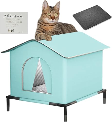 Katzenhaus Für Draußen, Wasserdichter Katzenhaus Outdoor Winterfest Isoliert, Großer Hundehaus Erhöhter Boden Katzenschutz Mit Erhöhter Basis Und Kissen,katzenzelt Wetterfester Katzenhöhle von Homg