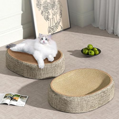 Ovales Sisal Kratzbrett Katzen Lounge 2-in-1 Schüsselform - Kratzfläche & Schlafnest mit wirbelsäulenschonendem Design Möbelschutz für Wohnungskatzen Ovales Sisal Kratzbrett Katzen Lounge 2-in-1 Schüsselform - Kratzfläche & Schlafnest mit wirbelsäulenschonendem Design Möbelschutz für Wohnungskatzen von Homg
