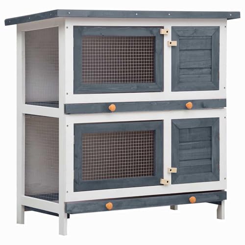 Homgoday 2-Etagen-Kaninchenstall aus Holz, großzügig & stabil, 90x45x90 cm - Geeignet für kleine Haustiere Model170834 von Homgoday