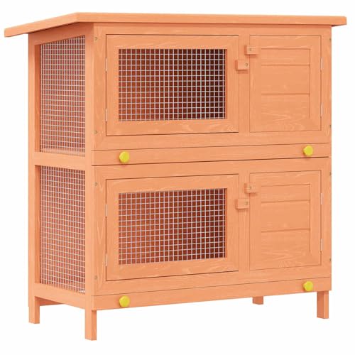 Homgoday 2-stöckiger Kaninchenstall aus Holz mit Stabiler Drahtgitterkonstruktion | Green Roof | Für kleine Haustiere | Langzeitnutzung Model170159 von Homgoday