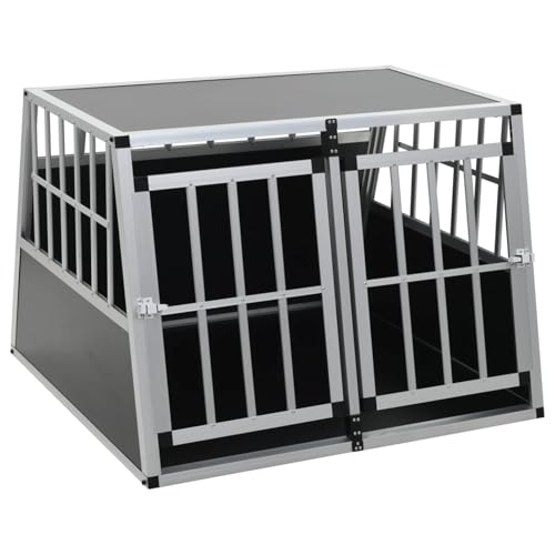 Homgoday Aluminium & MDF Hundekäfig - Silber, 94x88x69 cm, 2-Tür-Design, Kofferraumgeeignet Model170665 von Homgoday
