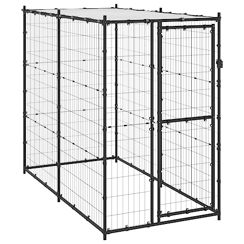 Homgoday Casa Mobilia Hundekäfig für den Außenbereich aus Stahl mit Dach 110 x 220 x 180 cm, Hundekäfig, Käfig für Innenräume, Kennel für Hunde, Hundekäfig, Hundegehege für den Außenbereich Homgoday Casa Mobilia Hundekäfig für den Außenbereich aus Stahl mit Dach 110 x 220 x 180 cm, Hundekäfig, Käfig für Innenräume, Kennel für Hunde, Hundekäfig, Hundegehege für den Außenbereich von Homgoday
