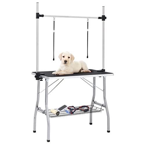 Homgoday Einstellbarer Pflegetisch für Hunde mit 2 Ringen und Korb, Möbel für Haus Innen Außen Wohnzimmer Schlafzimmer Homgoday Einstellbarer Pflegetisch für Hunde mit 2 Ringen und Korb, Möbel für Haus Innen Außen Wohnzimmer Schlafzimmer von Homgoday