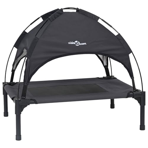 Homgoday Erhöhtes Hundebett mit Abnehmbarem Dach Schwarz S Metall Hundebett Model42008165 von Homgoday