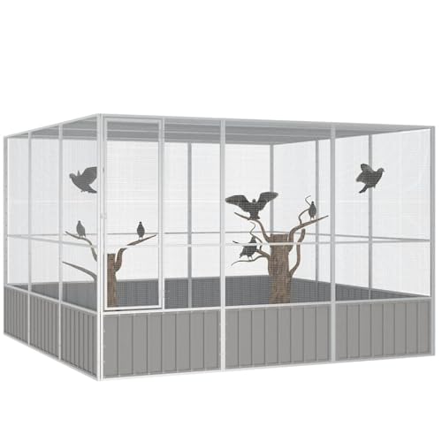Homgoday Großer All-in-One-Vogelkäfig aus verzinktem Stahl, 302,5 x 324,5 x 211,5 cm, grau, mit Schwenktür und guter Belüftung Model171553 Homgoday Großer All-in-One-Vogelkäfig aus verzinktem Stahl, 302,5 x 324,5 x 211,5 cm, grau, mit Schwenktür und guter Belüftung Model171553 von Homgoday