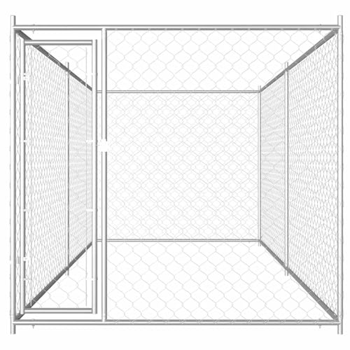 Homgoday Großer Hundezwinger aus verzinktem Stahl - 382x192x185 cm, Sicherheitstür, Montage einfach Model145025 von Homgoday
